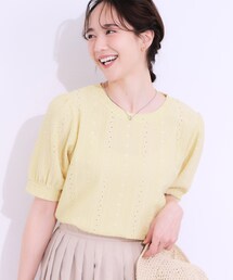 DRESKIP | 【洗える/S-LL】大人フェミニンな印象に ジャカードレーストップス(Tシャツ/カットソー)