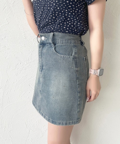 セール】ラインストーンデニムスカート（スカート）｜apres jour