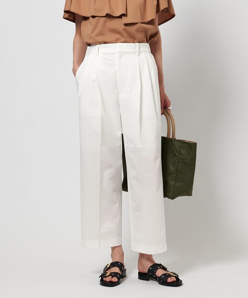 ユナイテッドアローズ UNITED ARROWS テーパード パンツ ホワイト セール】エアリー タック テーパードパンツ WHITE（その他パンツ