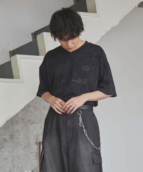 Spielio(シュピーリオ)の「【Spielio】 Vintage like Vneck game T-shirt/ ヴィンテージライクVネックゲームTシャツ(Tシャツ/カットソー・メンズ・バーガンディー/ホワイト/ブラック・M/L)」の9枚目の写真