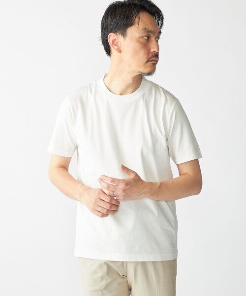 SHIPS(シップス)の「SHIPS: プラチナム フェイス コットン ショートスリーブ Tシャツ(Tシャツ/カットソー・メンズ・ベージュ/ダークグレー/ブラック/ホワイト・MEDIUM/X-LARGE/LARGE)」の1枚目の写真