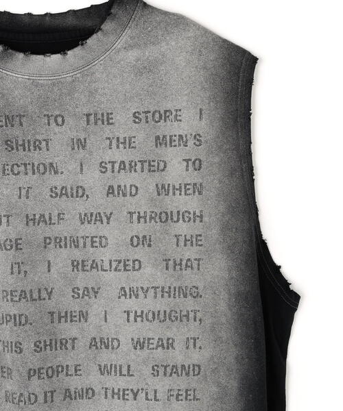 DANKE SCHON（ダンケシェーン）の「DankeSchon/ダンケシェーン/PIGMENT SPRAY NOSLEEVES WORD（Tシャツ/カットソー・メンズ・ブラック・L/M）」の4枚目の写真