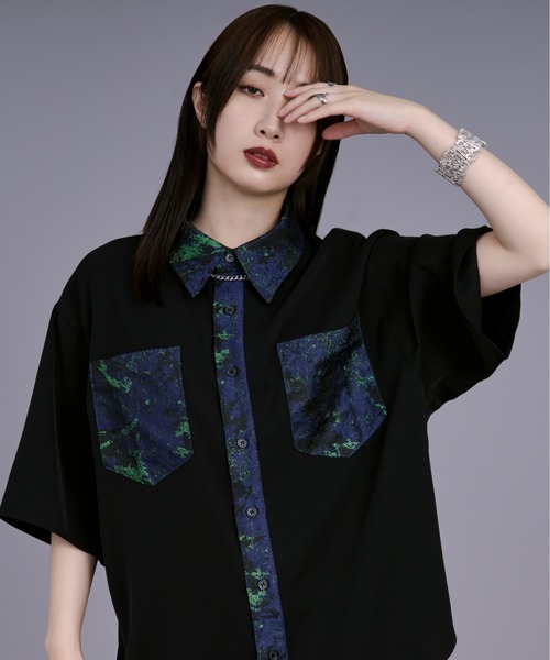 メタリックレイヤードロゴTシャツ | allureville (Women