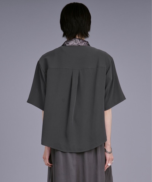 &ellecy メタリックTシャツ セール】メタリックジャガードクレリックシャツ（シャツ