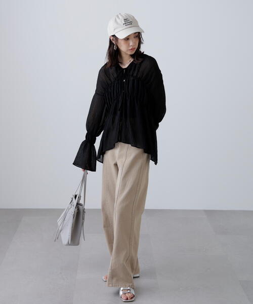 FREE'S MART(フリーズマート)の「◇シャーリングドロストチュニックブラウス(シャツ/ブラウス・レディース・イエロー/ホワイト/ブラウン/ブラック・FREE)」の5枚目の写真