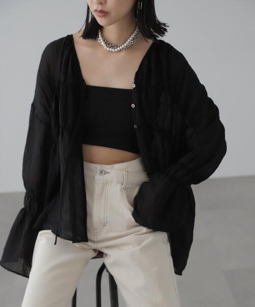 FREE'S MART(フリーズマート)の「◇シャーリングドロストチュニックブラウス(シャツ/ブラウス・レディース・イエロー/ホワイト/ブラウン/ブラック・FREE)」の9枚目の写真