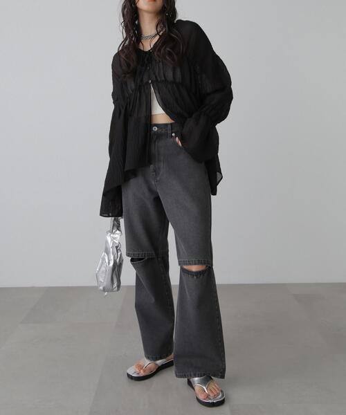 FREE'S MART(フリーズマート)の「◇シャーリングドロストチュニックブラウス(シャツ/ブラウス・レディース・イエロー/ホワイト/ブラウン/ブラック・FREE)」の19枚目の写真