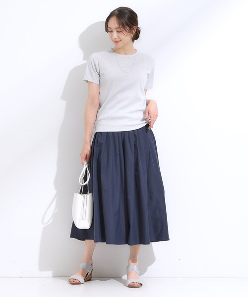 DRESKIP(ドレスキップ)の「【S-LL】大人のラメ感 テレコ半袖トップス(Tシャツ/カットソー・レディース・ゴールド/ライトオレンジ系/ブラック/シルバー・04/03/02/01)」の7枚目の写真
