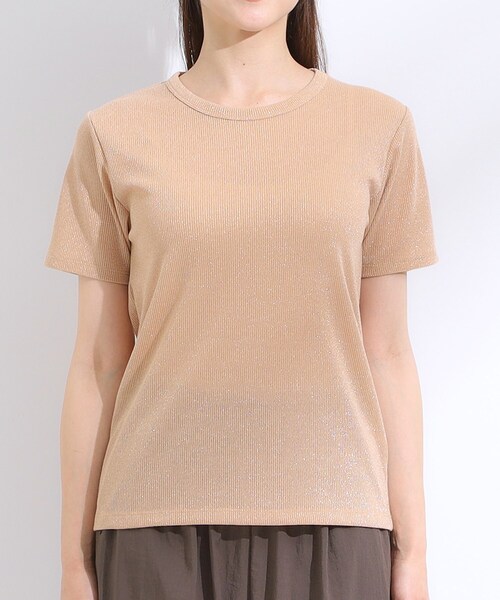 DRESKIP(ドレスキップ)の「【S-LL】大人のラメ感 テレコ半袖トップス(Tシャツ/カットソー・レディース・ゴールド/ライトオレンジ系/ブラック/シルバー・04/03/02/01)」の21枚目の写真