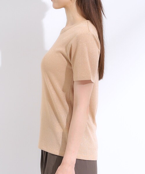 DRESKIP(ドレスキップ)の「【S-LL】大人のラメ感 テレコ半袖トップス(Tシャツ/カットソー・レディース・ゴールド/ライトオレンジ系/ブラック/シルバー・04/03/02/01)」の22枚目の写真