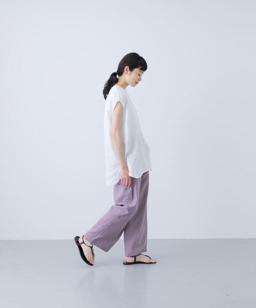 かぐれ（カグレ）の「リネンフレンチクルーネック（シャツ/ブラウス・レディース・ライトブルー/ネイビー/オフホワイト・FREE）」の5枚目の写真