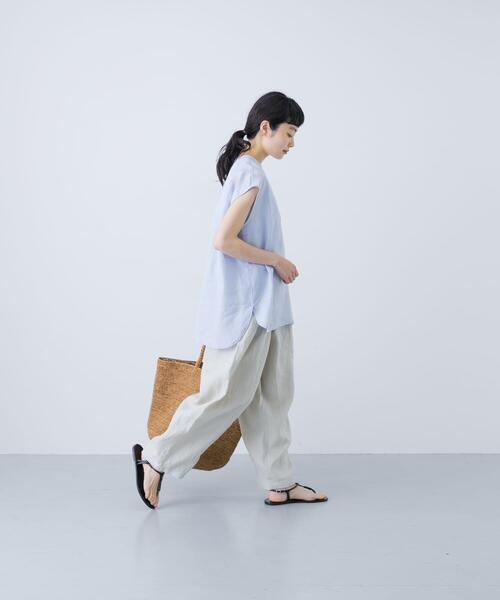 かぐれ（カグレ）の「リネンフレンチクルーネック（シャツ/ブラウス・レディース・ライトブルー/ネイビー/オフホワイト・FREE）」の15枚目の写真