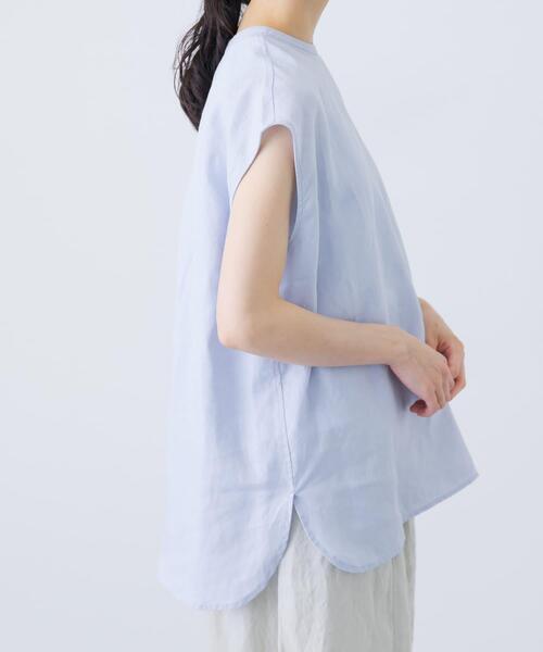 かぐれ（カグレ）の「リネンフレンチクルーネック（シャツ/ブラウス・レディース・ライトブルー/ネイビー/オフホワイト・FREE）」の21枚目の写真