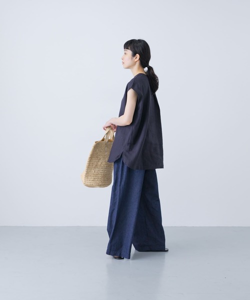 かぐれ　フレンチクルーネック カグレ かぐれ リネンフレンチクルーネック （NAVY
