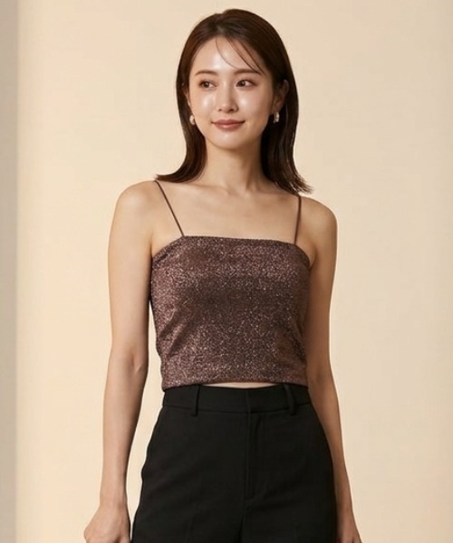 DIP IN CHOCOLATE（ディップインチョコレート）の「ラメベアトップ【DIP IN CHOCOLATE】（Tシャツ/カットソー・レディース・ブラック/オフホワイト/ゴールド/シルバーグレー/ブラウン・F）」の4枚目の写真