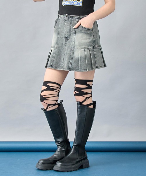 ANAP（アナップ）の「ハーフデニム プリーツスカート（スカート・レディース・ブラック/ブルー・S/XS）」の15枚目の写真