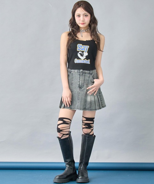 ANAP（アナップ）の「ハーフデニム プリーツスカート（スカート・レディース・ブラック/ブルー・S/XS）」の3枚目の写真