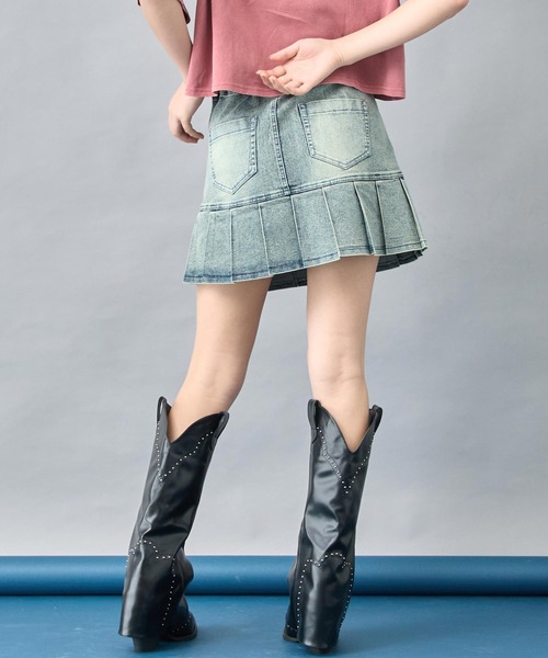 ANAP（アナップ）の「ハーフデニム プリーツスカート（スカート・レディース・ブラック/ブルー・S/XS）」の6枚目の写真