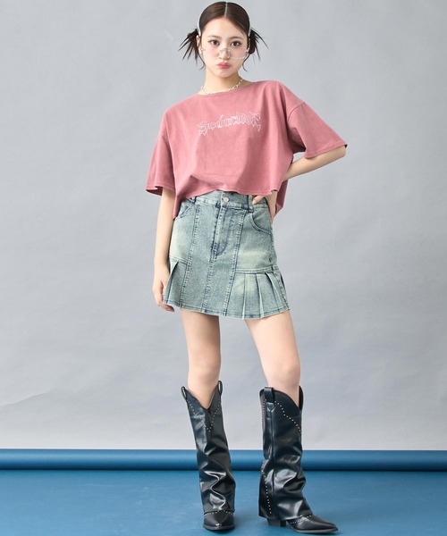 ANAP（アナップ）の「ハーフデニム プリーツスカート（スカート・レディース・ブラック/ブルー・S/XS）」の8枚目の写真