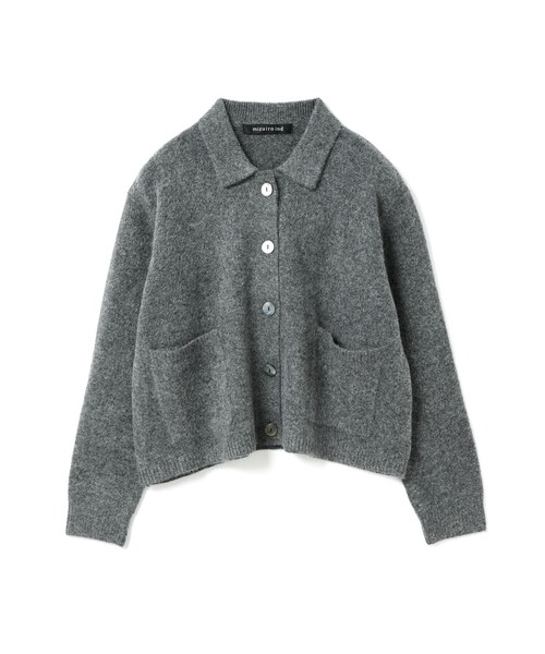 mizuiroind（ミズイロインド）の「mizuiro ind 襟付きショートカーディガン（カーディガン/ボレロ・レディース・チャコールグレー/オフホワイト/ブラック・FREE）」の3枚目の写真