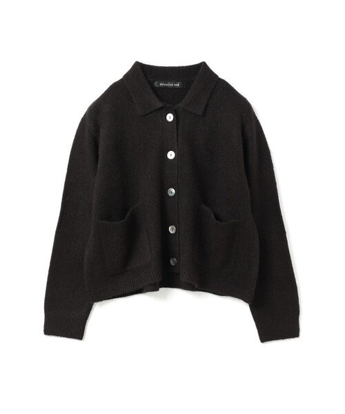 mizuiroind（ミズイロインド）の「mizuiro ind 襟付きショートカーディガン（カーディガン/ボレロ・レディース・チャコールグレー/オフホワイト/ブラック・FREE）」の4枚目の写真