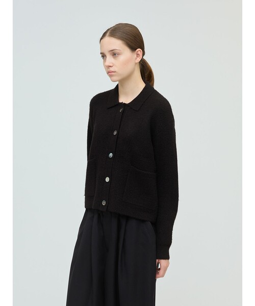 mizuiroind（ミズイロインド）の「mizuiro ind 襟付きショートカーディガン（カーディガン/ボレロ・レディース・チャコールグレー/オフホワイト/ブラック・FREE）」の8枚目の写真