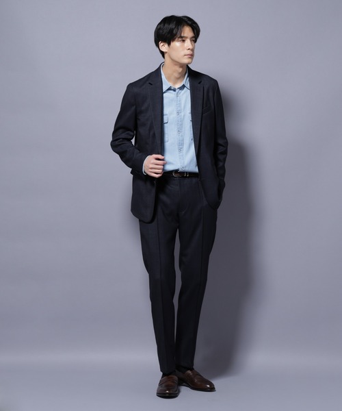 NANO universe(ナノユニバース)の「「N TROUSERS PREMIUM」ウールデニムパンツ/STRETCH(セットアップ可)(スラックス・メンズ・ネイビー/ブラック・L/M/S)」の7枚目の写真