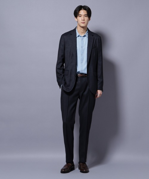 NANO universe(ナノユニバース)の「「N TROUSERS PREMIUM」ウールデニムパンツ/STRETCH(セットアップ可)(スラックス・メンズ・ネイビー/ブラック・L/M/S)」の4枚目の写真