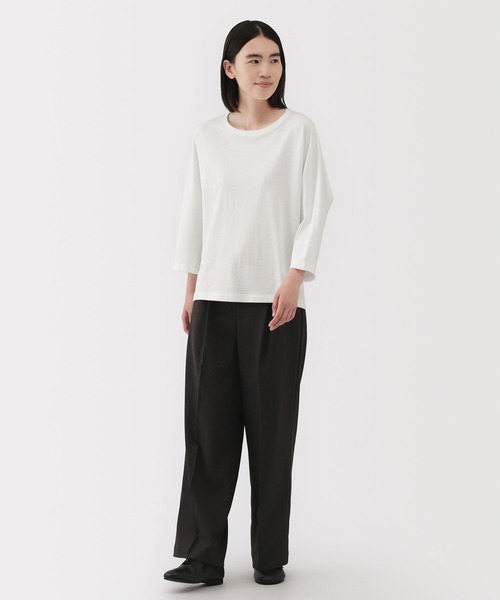 無印良品（ムジルシリョウヒン）の「婦人　ライトスウェット七分袖プルオーバー（Tシャツ/カットソー・レディース・ブラック/チャコールグレー/オフホワイト/オレンジ系・S/M/XL/L）」の5枚目の写真