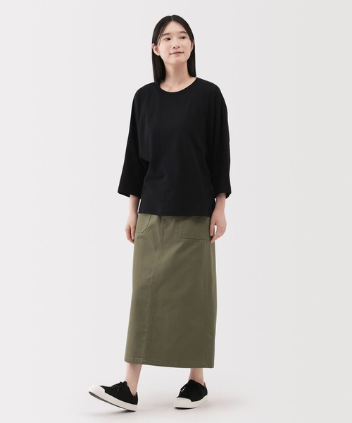 無印良品（ムジルシリョウヒン）の「婦人　ライトスウェット七分袖プルオーバー（Tシャツ/カットソー・レディース・ブラック/チャコールグレー/オフホワイト/オレンジ系・S/M/XL/L）」の8枚目の写真