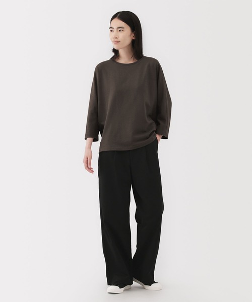 無印良品（ムジルシリョウヒン）の「婦人　ライトスウェット七分袖プルオーバー（Tシャツ/カットソー・レディース・ブラック/チャコールグレー/オフホワイト/オレンジ系・S/M/XL/L）」の11枚目の写真