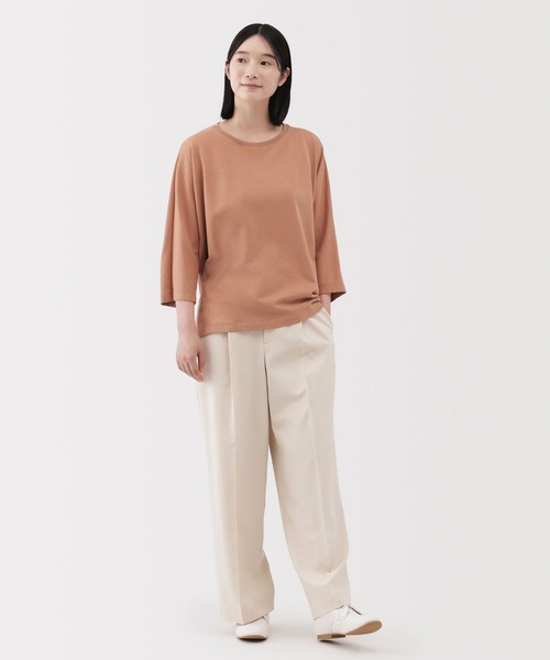 無印良品（ムジルシリョウヒン）の「婦人　ライトスウェット七分袖プルオーバー（Tシャツ/カットソー・レディース・ブラック/チャコールグレー/オフホワイト/オレンジ系・S/M/XL/L）」の14枚目の写真