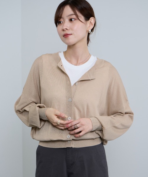 Mac-House(マックハウス)の「Idnes シアー前後2wayカーディガン(カーディガン/ボレロ・レディース・オレンジ/チャコールグレー/ブルー/グレイッシュベージュ・M)」の16枚目の写真