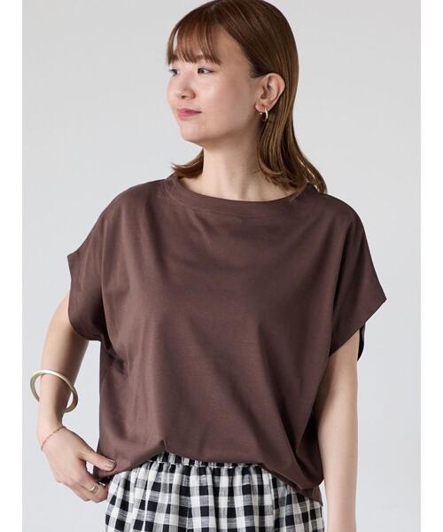 Lugnoncure（ルノンキュール）の「【接触冷感】ドルマンボートネックトップス（Tシャツ/カットソー・レディース・チャコールグレー/オフホワイト/ブラウン/ブルー・F）」の3枚目の写真