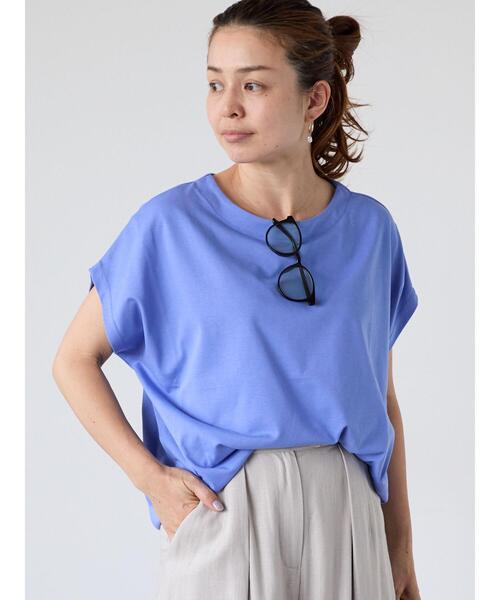 Lugnoncure（ルノンキュール）の「【接触冷感】ドルマンボートネックトップス（Tシャツ/カットソー・レディース・チャコールグレー/オフホワイト/ブラウン/ブルー・F）」の4枚目の写真