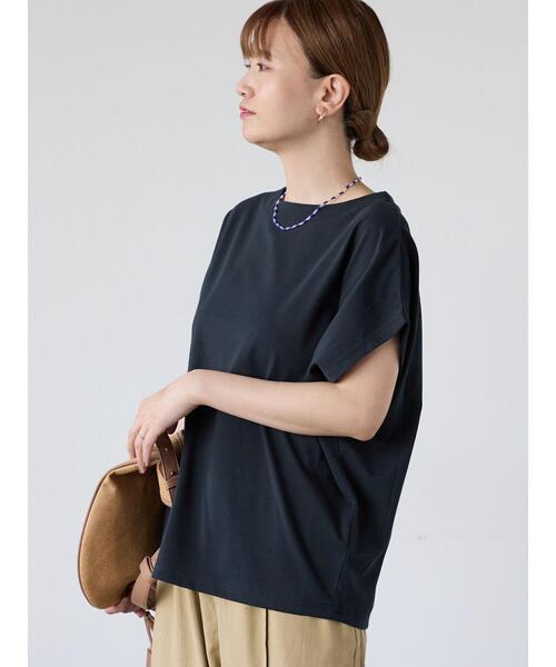 Lugnoncure（ルノンキュール）の「【接触冷感】ドルマンボートネックトップス（Tシャツ/カットソー・レディース・チャコールグレー/オフホワイト/ブラウン/ブルー・F）」の7枚目の写真