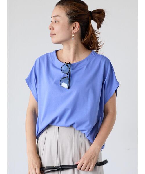 Lugnoncure（ルノンキュール）の「【接触冷感】ドルマンボートネックトップス（Tシャツ/カットソー・レディース・チャコールグレー/オフホワイト/ブラウン/ブルー・F）」の10枚目の写真