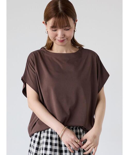 Lugnoncure（ルノンキュール）の「【接触冷感】ドルマンボートネックトップス（Tシャツ/カットソー・レディース・チャコールグレー/オフホワイト/ブラウン/ブルー・F）」の16枚目の写真