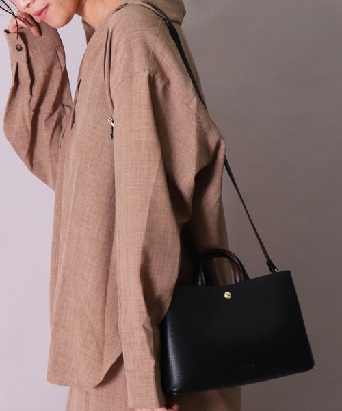 Legato Largo(レガートラルゴ)の「(LF)【Legato Largo】【たすかるっかばん】2ポケット 2WAY ショルダーバッグ(ショルダーバッグ・レディース・ブラウン/ダークグリーン/ブラック・ONE SIZE)」の19枚目の写真