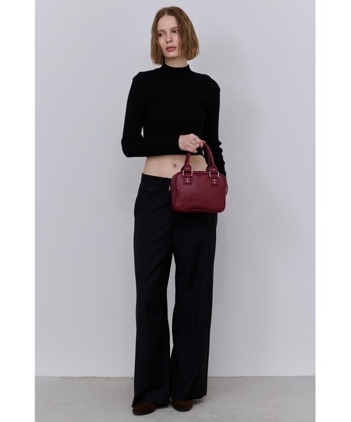 イルビゾンテ ハンドバッグ ブラック　スクエア　レザー　本革　シボ革 シボ革スクエアミニショルダー / フェイクレザーミニボストン