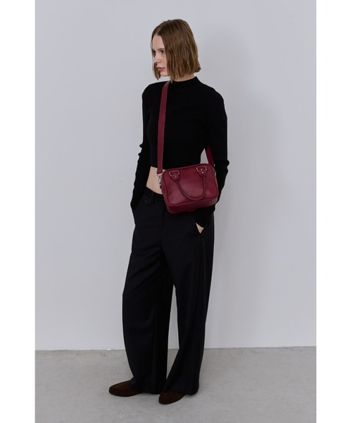 シボ革スクエアミニショルダー / フェイクレザーミニボストン