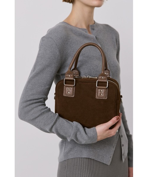 シボ革スクエアミニショルダー / フェイクレザーミニボストン