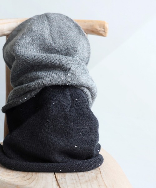 antiqua（アンティカ）の「パール付きニット帽（ニットキャップ/ビーニー・レディース・グレー/ブラック・ONESIZE）」の15枚目の写真