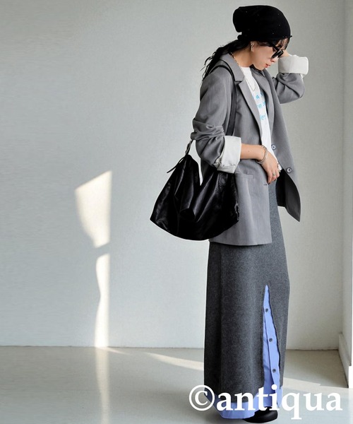 antiqua（アンティカ）の「パール付きニット帽（ニットキャップ/ビーニー・レディース・グレー/ブラック・ONESIZE）」の6枚目の写真