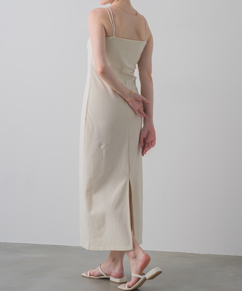 muku（ムク）の「LONG CAMISOLE ONEPIECE/DOUBLE STRAP（ワンピース・レディース・アイボリー/ブラック・FREE/SMALL）」の6枚目の写真