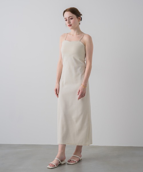 muku（ムク）の「LONG CAMISOLE ONEPIECE/DOUBLE STRAP（ワンピース・レディース・アイボリー/ブラック・FREE/SMALL）」の8枚目の写真