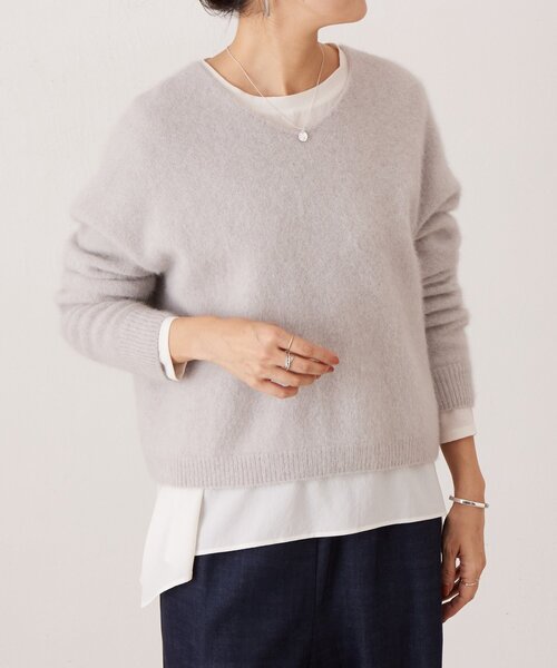 BEARDSLEY（ビアズリー）の「FOXウールVネックニット（ニット/セーター・レディース・ホワイト/ライトグレー/レッド・FREE）」の22枚目の写真