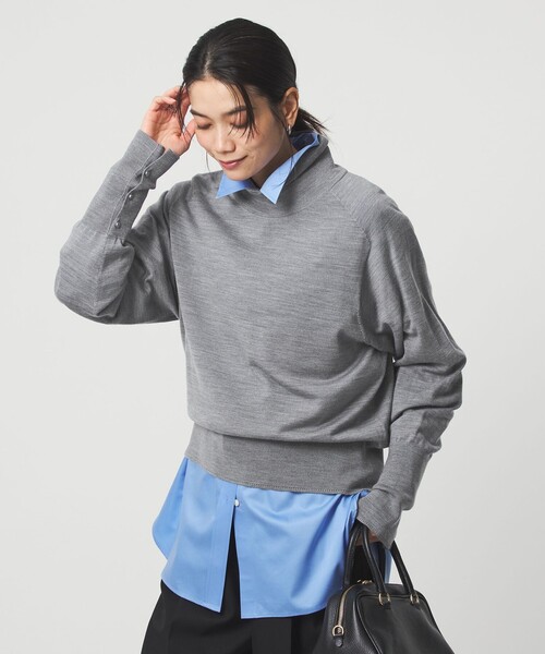 green label relaxing(グリーンレーベルリラクシング)の「エブリタートルニット ウォッシャブル(ニット/セーター・レディース・ブラック/ネイビー/ターコイズブルー/グレー/レッド/ピンク/ダークブラウン/ライトピンク・FREE)」の3枚目の写真