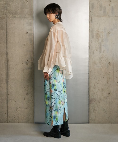 RUMCHE(ラムシェ)の「"Hidamari" Paint Skirt / ヒダマリペイントスカート(スカート・レディース・ブルー・FREE)」の4枚目の写真