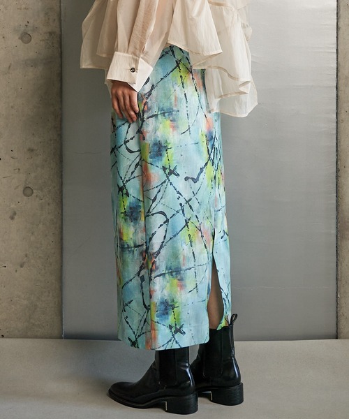 RUMCHE(ラムシェ)の「"Hidamari" Paint Skirt / ヒダマリペイントスカート(スカート・レディース・ブルー・FREE)」の7枚目の写真